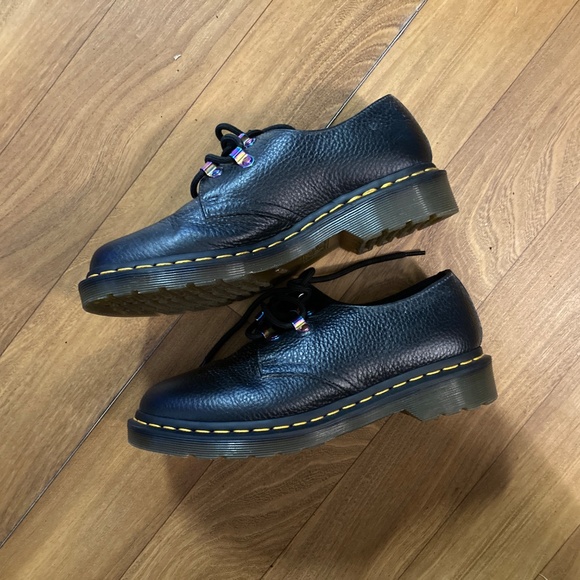 Dr. Martens 1461 Iridescent Hardware Black Milled Napa Leather Oxfords Women 7 - Picture 5 of 16